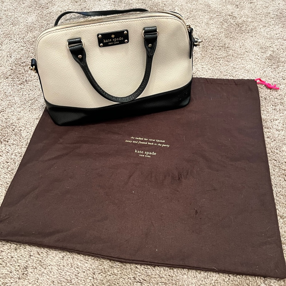 Cream and Black Kate Spade Purse